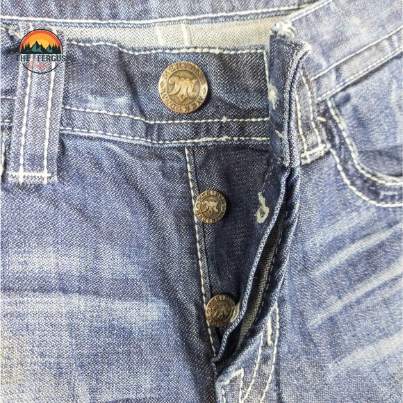 MEK Denim Jeans Y2K Cyber Wide Leg Button Fly Med Wash USA Design Mens Sz 34x34 - Picture 12 of 16